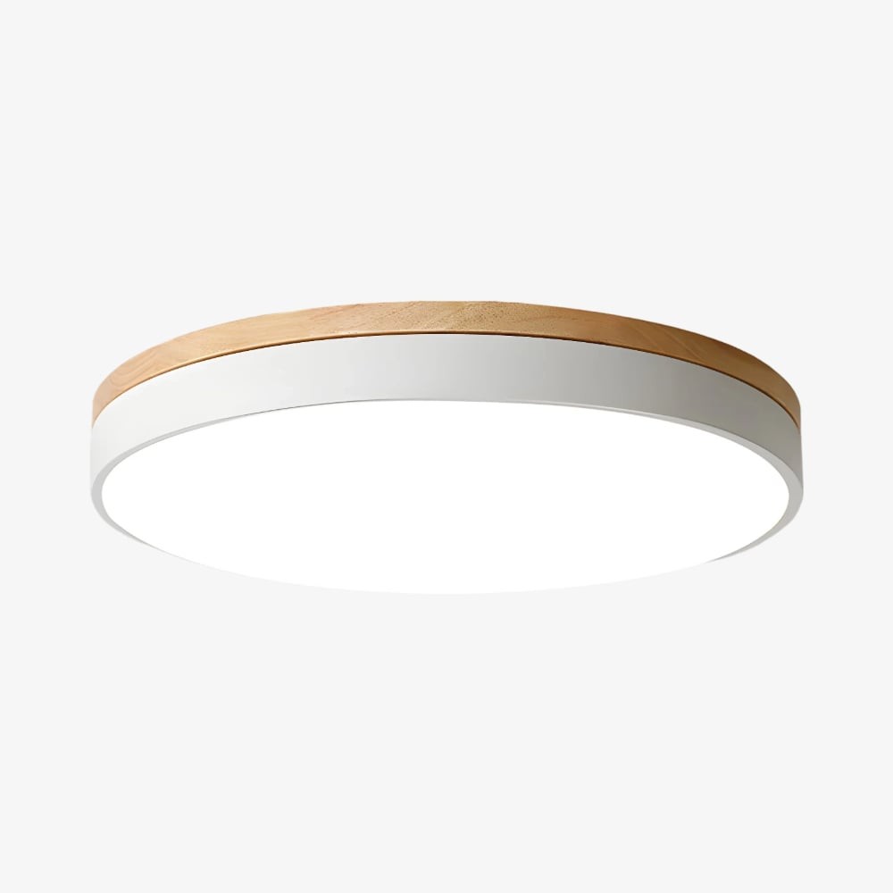 Cielora Elegant Round Acrylic Ceiling Light - Modern Metal Wood Trim Flush Mount for Home K2086