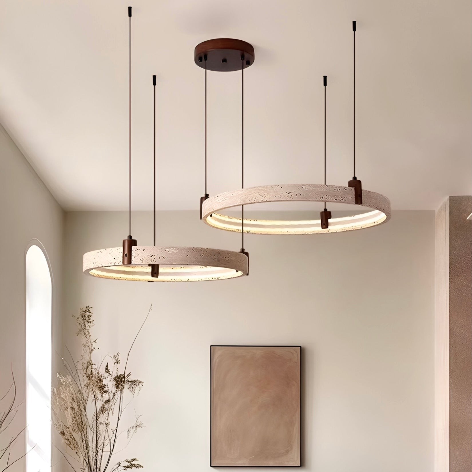Simple Circular Travertine Pendant Lamp K842