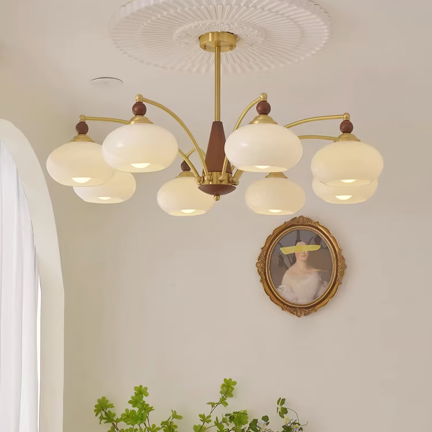 Vintage Multihead Persimmon Chandelier K623
