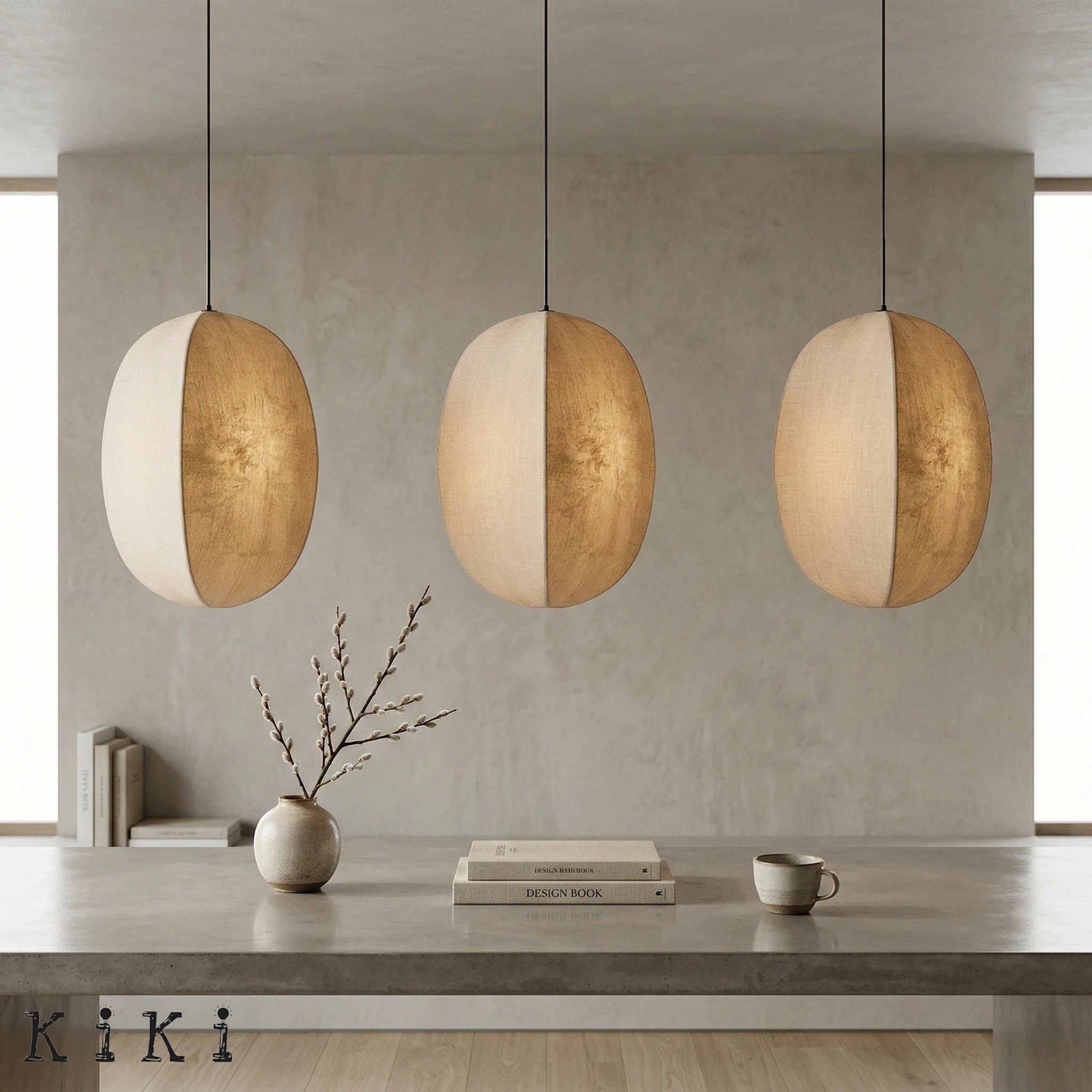 Diora Modern Silk Finish Pendant Lamp - Wabi Sabi Style Lighting for Interiors K1760