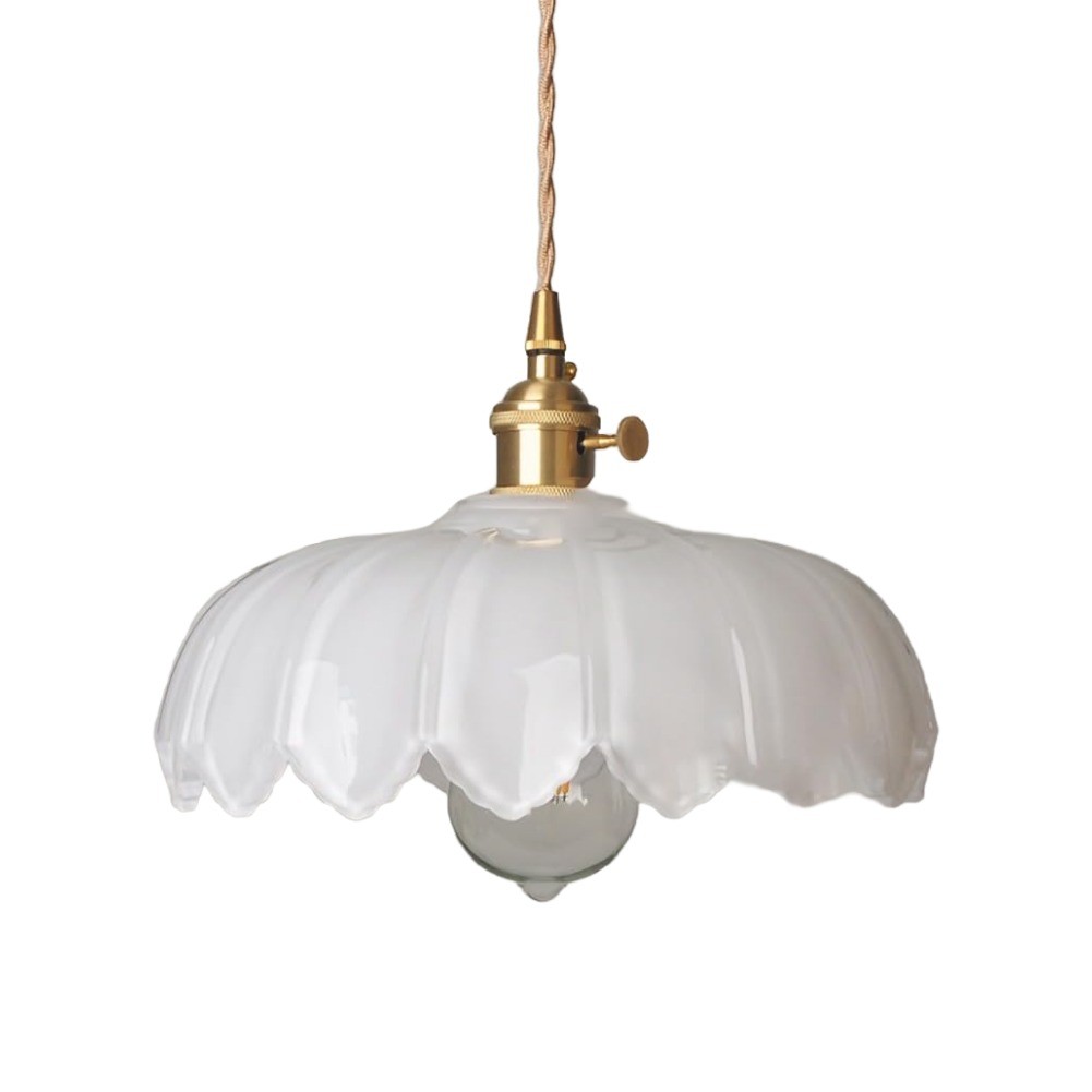 Antique Petal Brass Glass Pendant Light K68
