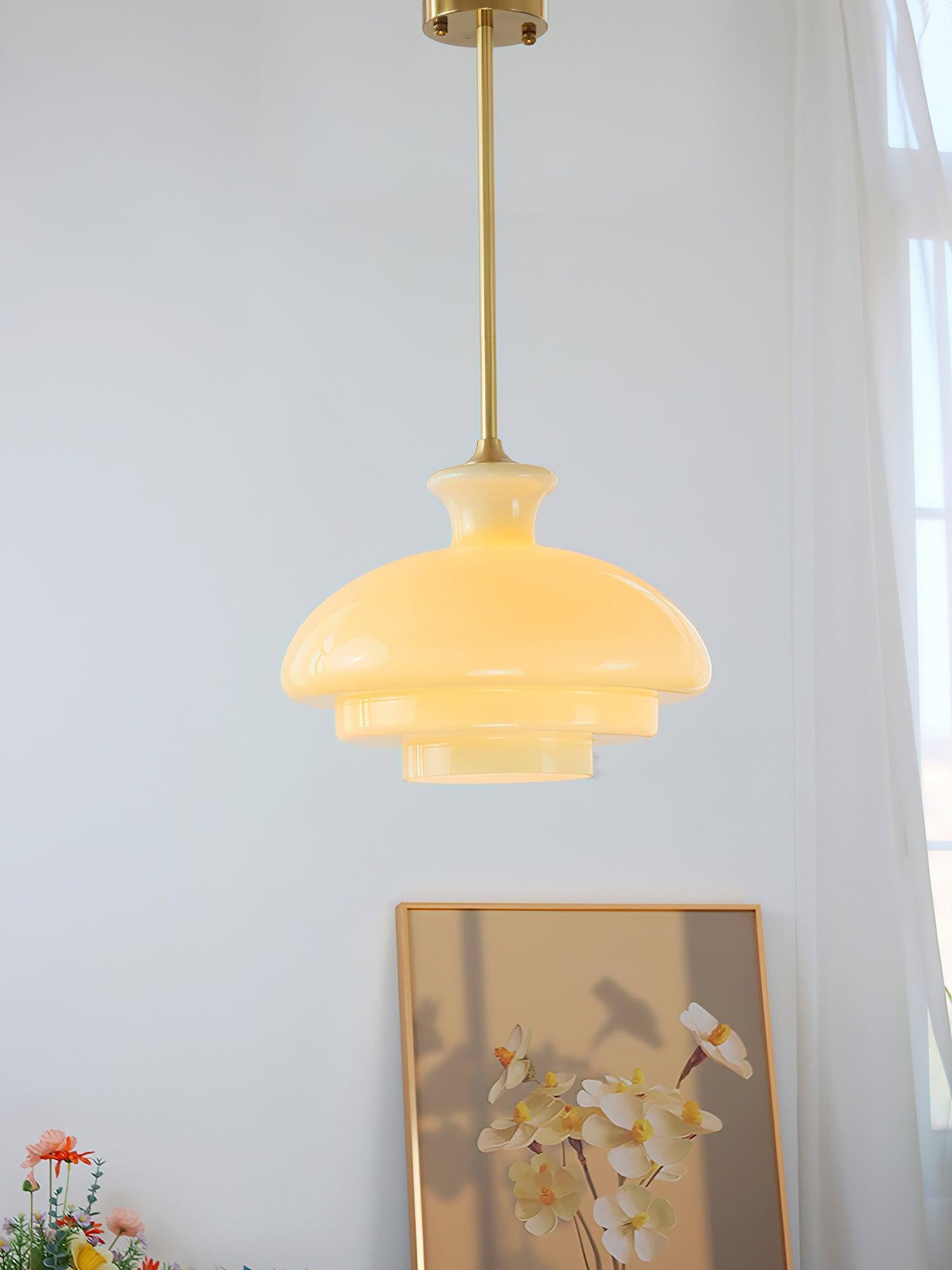 Round Yellow Stylish Simple Glass Pendant Lamp K573