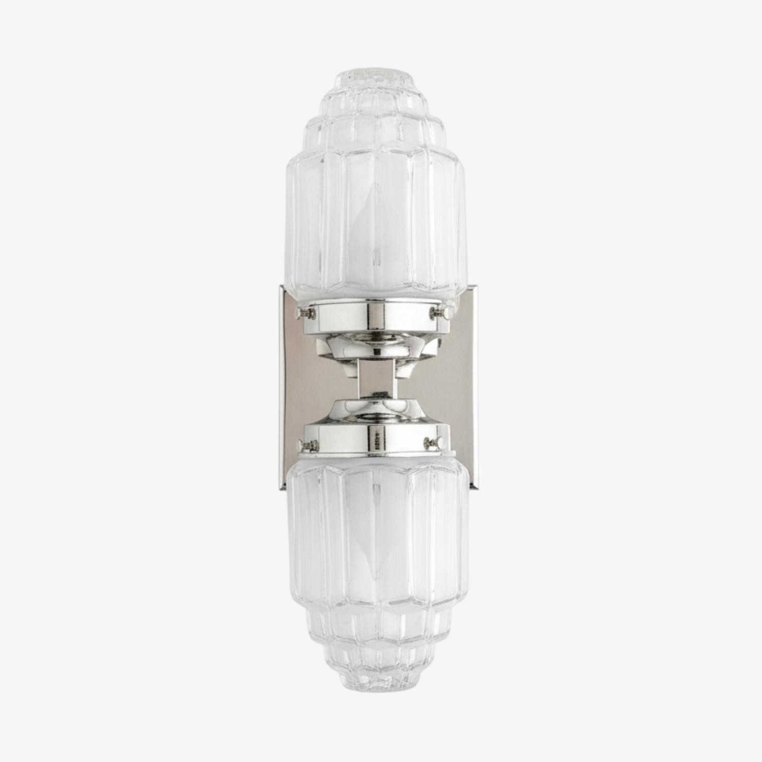 Tierlux Glass Art Deco Wall Sconce - Glass Frosted Globes with Skyscraper Globe K1471