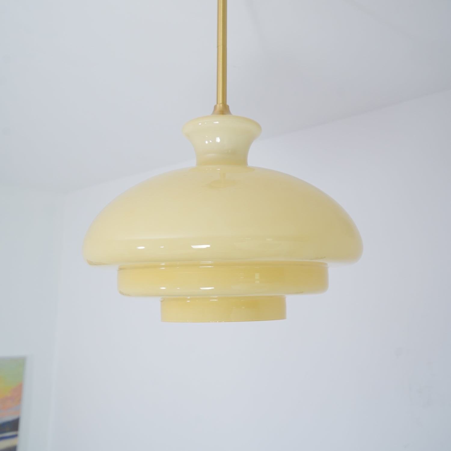 Round Yellow Stylish Simple Glass Pendant Lamp K573