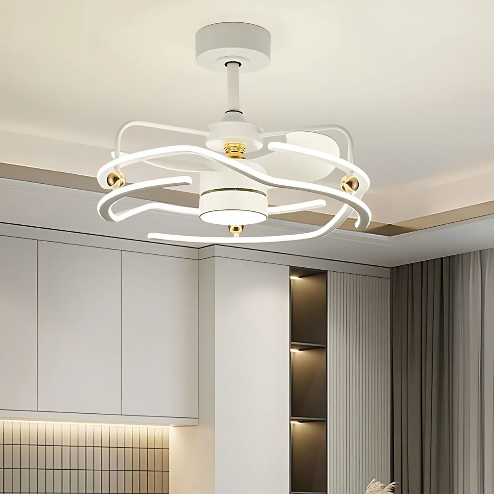 Modern White Led Ceiling Fan Light For Dining Room K1103