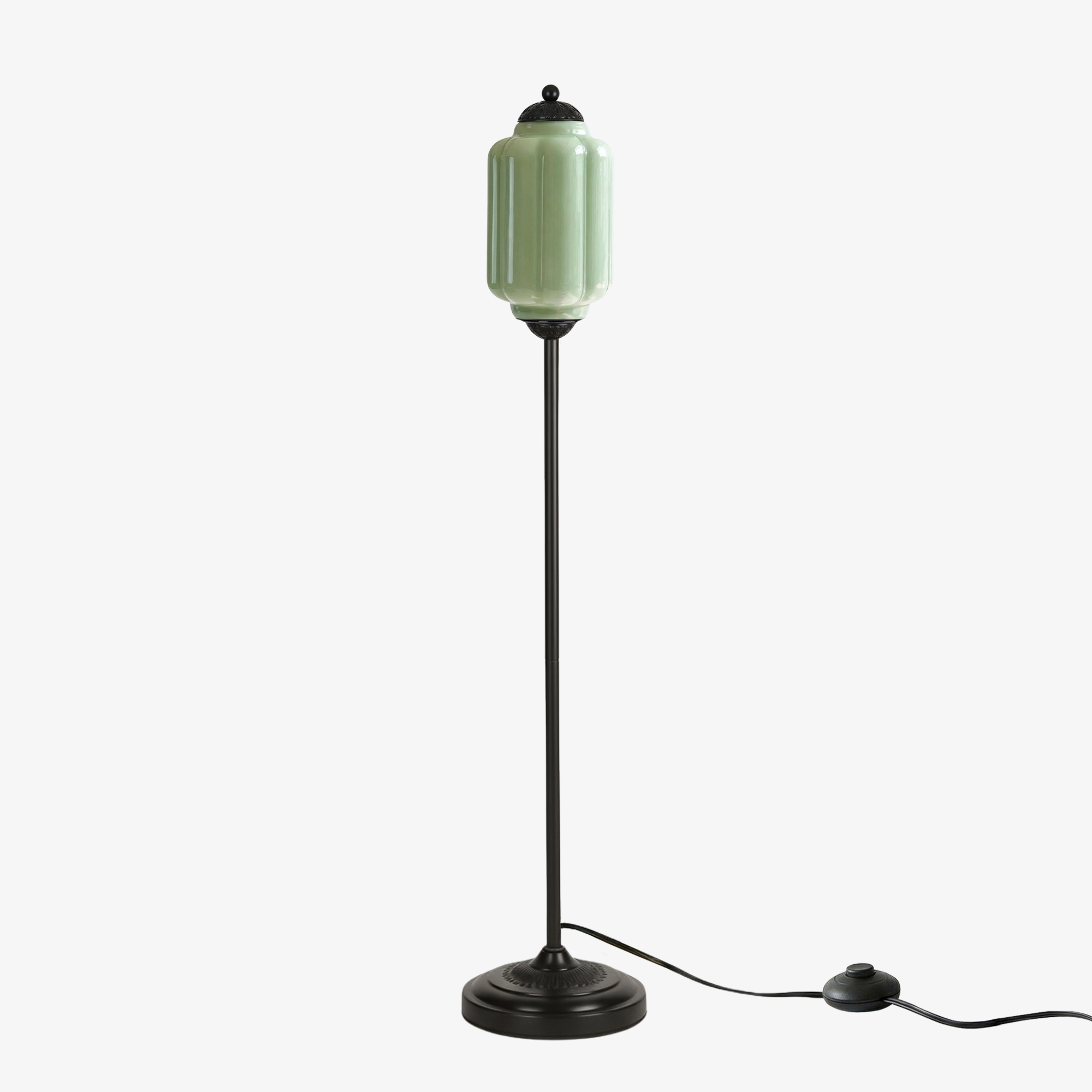 Eloise Handcrafted Retro Glass Floor Lamp - Lantern Form Floor Light for Reading Corners K2345