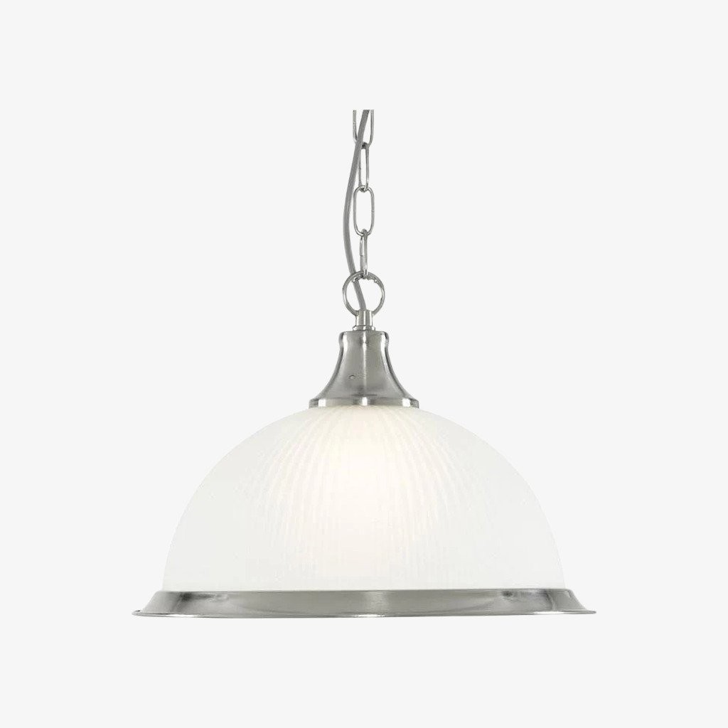 TF Vintora Ribbed Glass Pendant Light - Elegant Metal Trim for Kitchens, Dining Areas and Hallways K1994