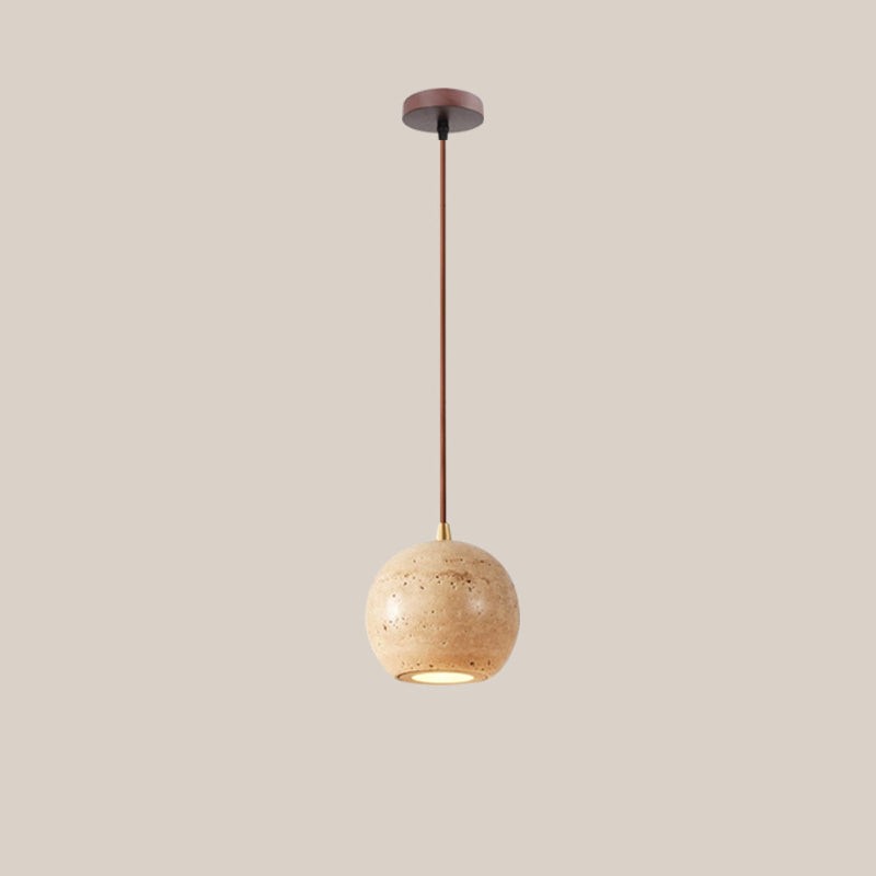 Traditional Japanese Travertine Wood Pendant Lamp K723