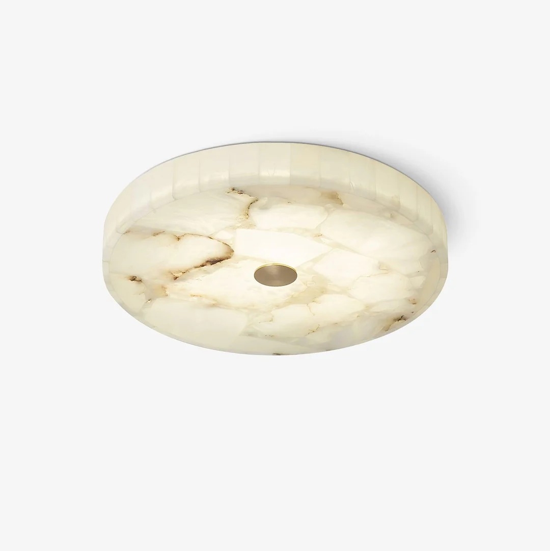 AlbaSphere Modern Round Ultra Thin Ceiling Lamp - Alabaster Contemporary Home Lighting K2319