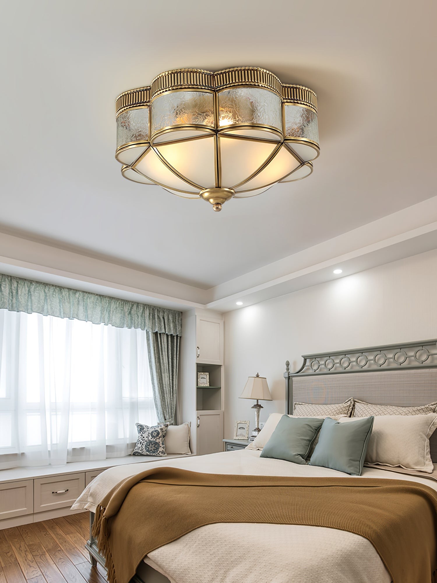 Brass Domed Flush Ceiling Lamp K274