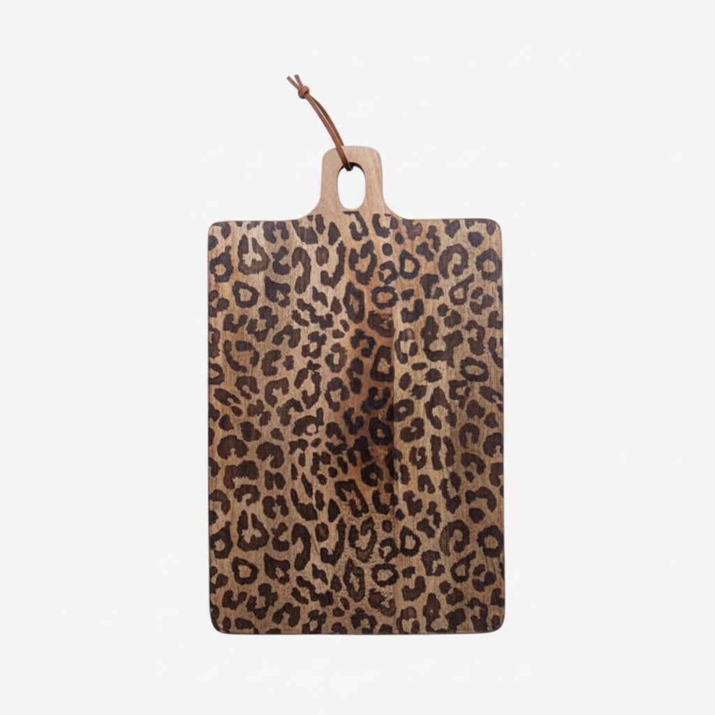 Lepwood Leopard Print Wooden Serving Board for Kitchen Styling and Entertaining K2346