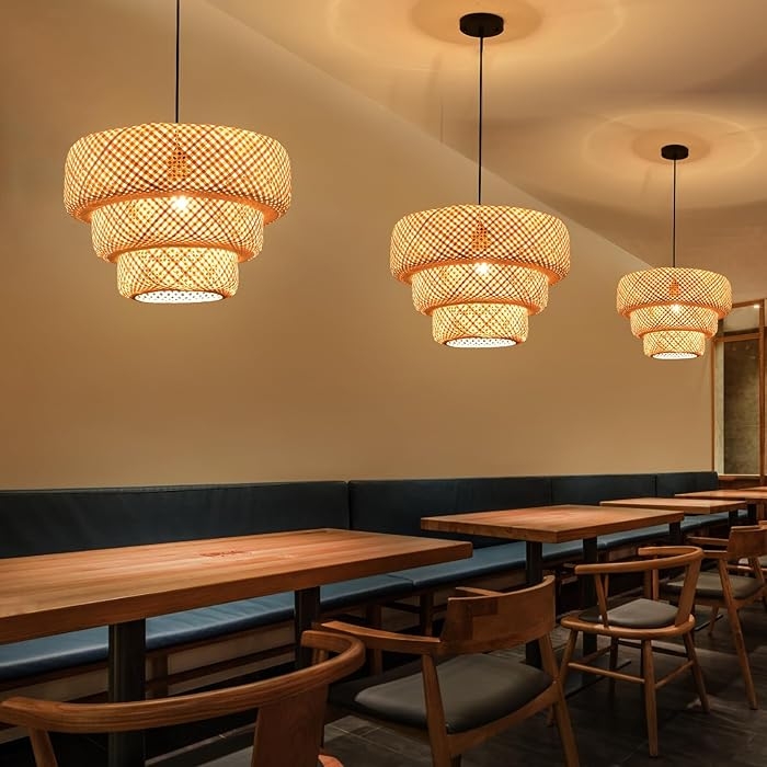 Boho Bamboo Pendant Light Fixture D897