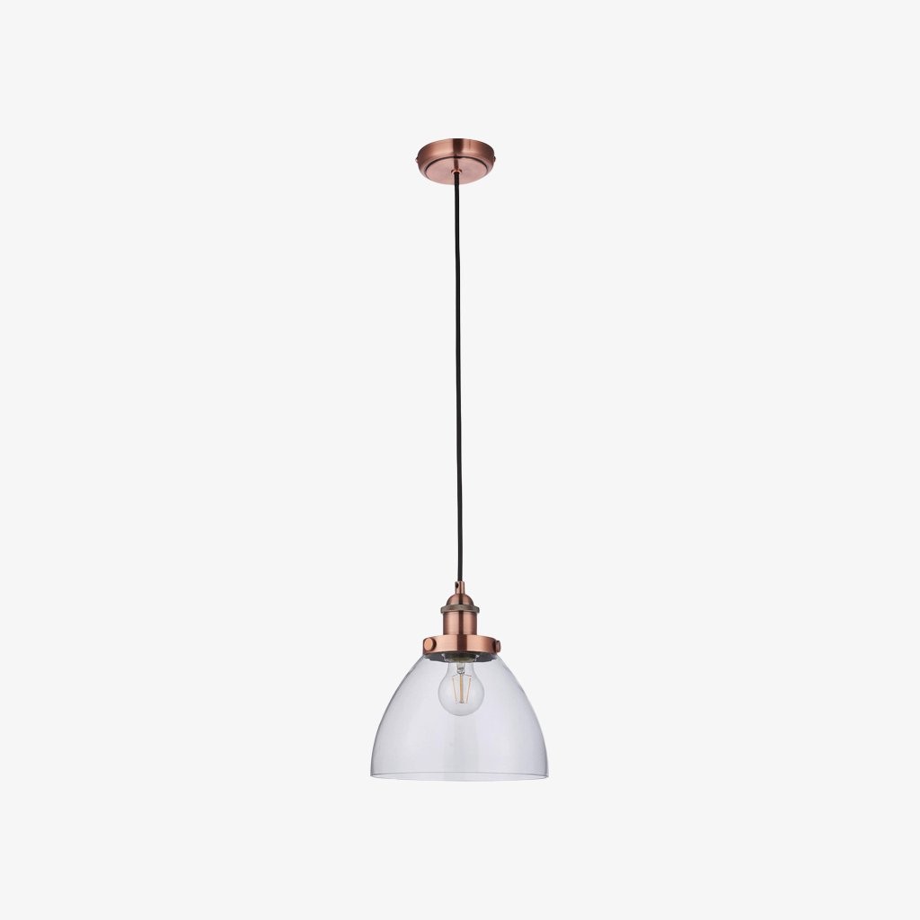 Novera Art Deco Dome Adjustable Height Glass Shade Pendant Light for Living Room K1980