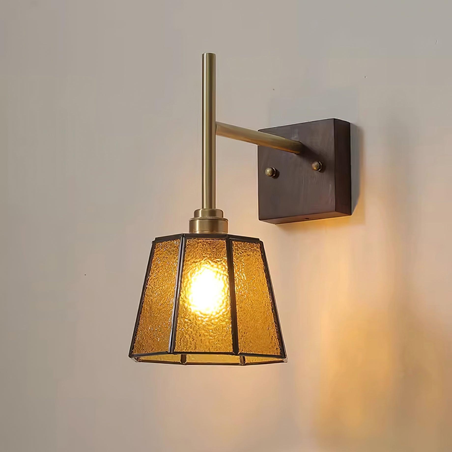 Vintage Brass Walnut Wall Lamp K754