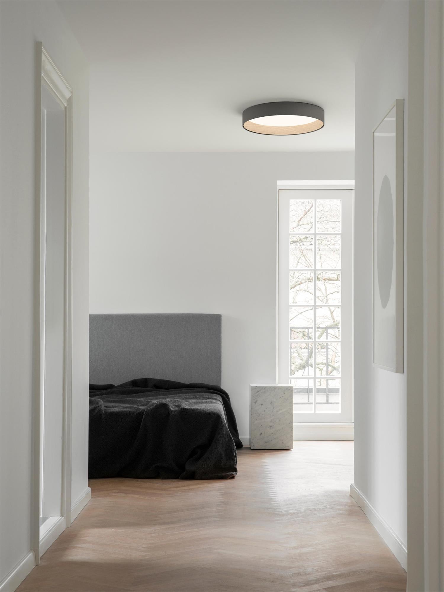 Japanese Minimalist Creative Wood Grain Round LED Ceiling Lamp K647