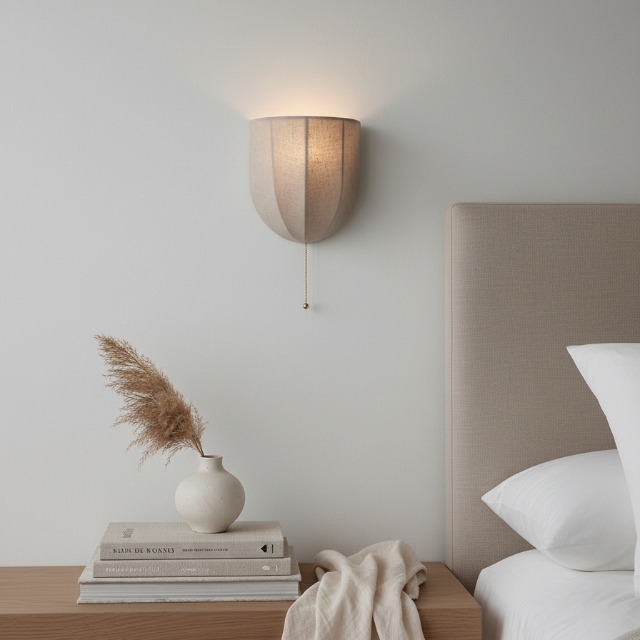 Fablune Modern Linen Wall Lamp - Decorative Wall Sconce for Bedroom and Hallway K2352