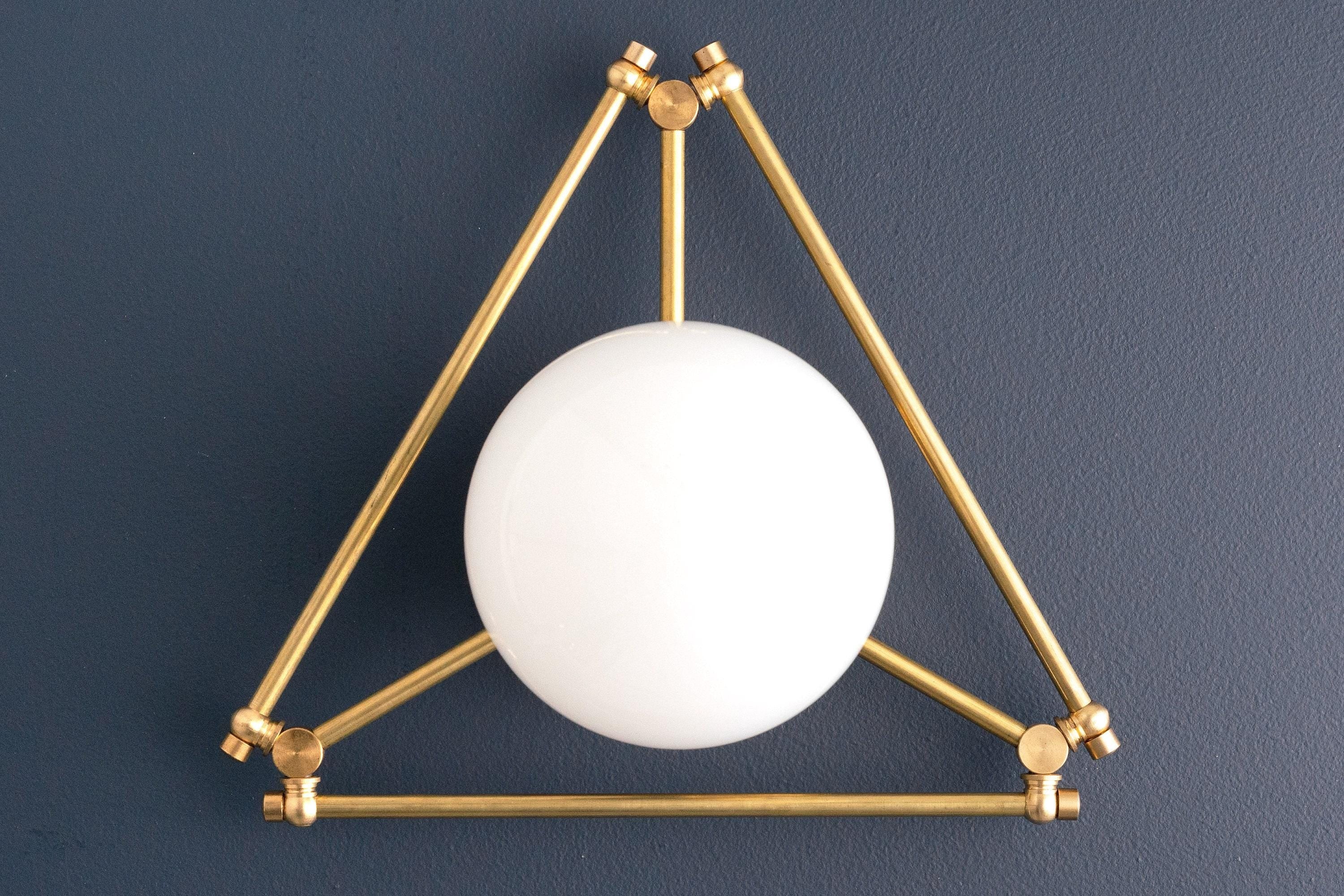 Glorica Glass Geometric Brass Ceiling Light - Hand-Blown Globe Design K1508