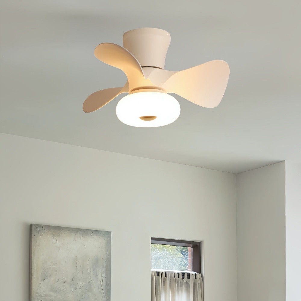 Modern Cream Quiet Led Ceiling Fan Light For Bedroom K1113