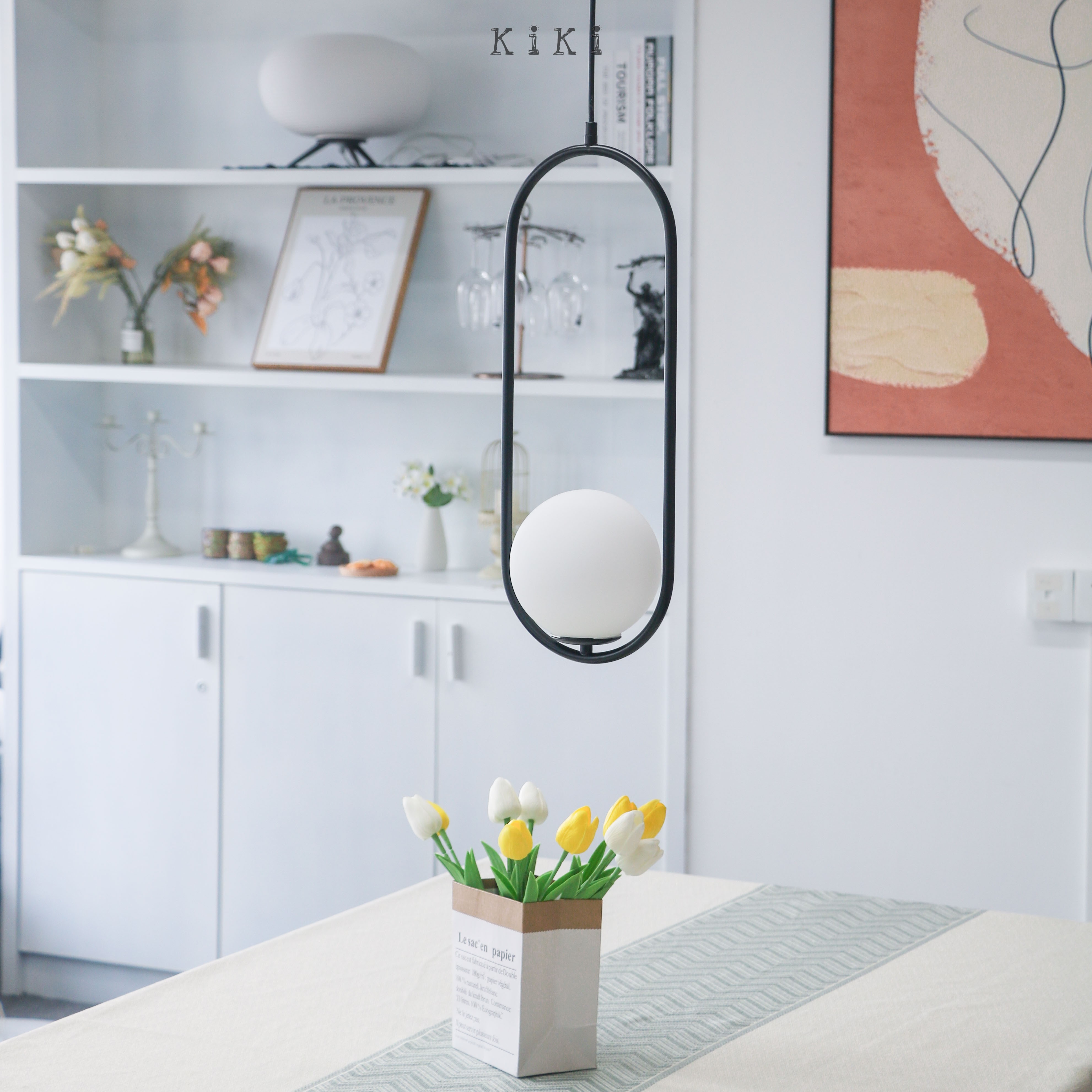 Minimalist Mila Pendant Lamp - Oval Hanging Light for Bedroom Bedside