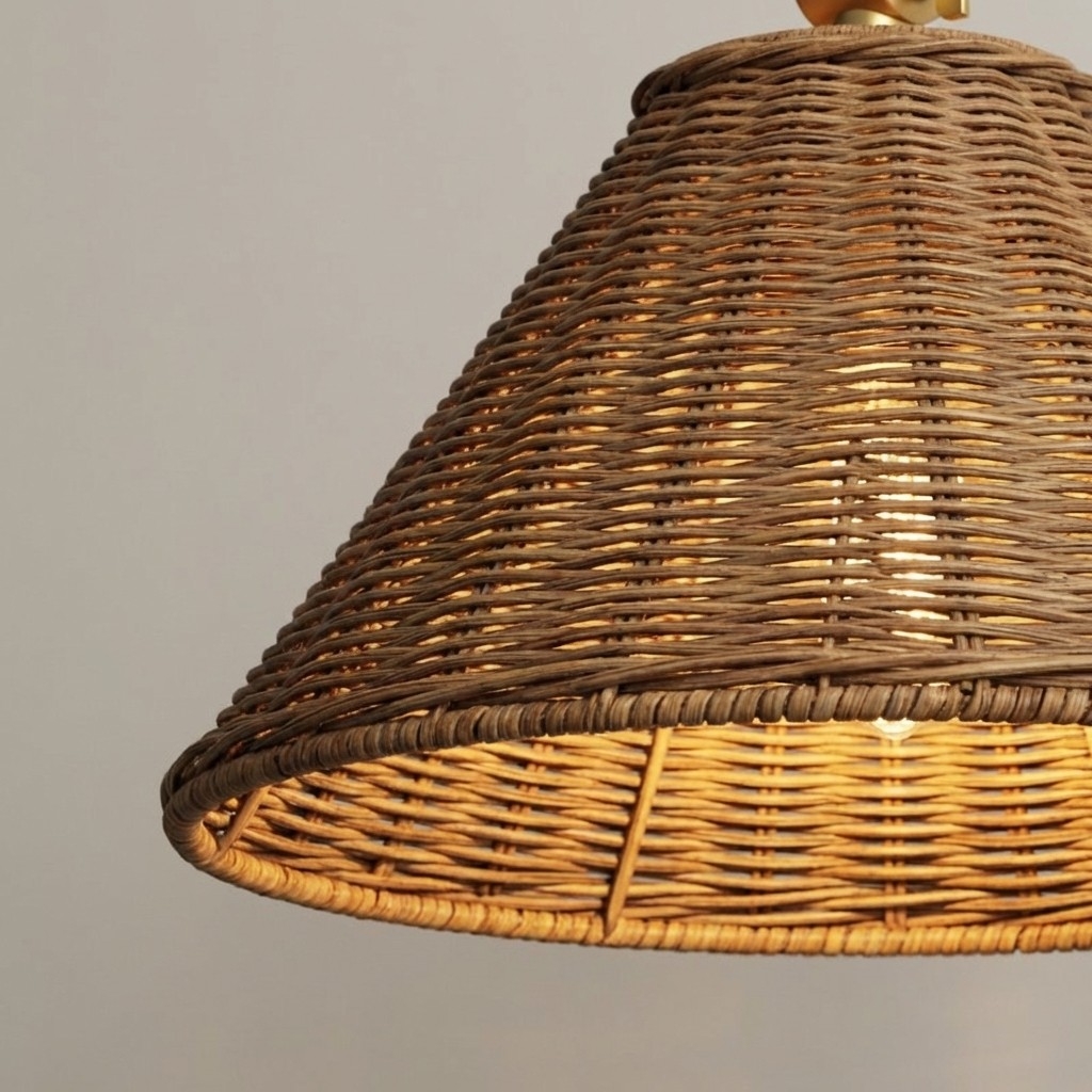 Welanery Swing Arm Rattan Wall Sconce - Farmhouse Style Lamp for Bedside Reading K2384