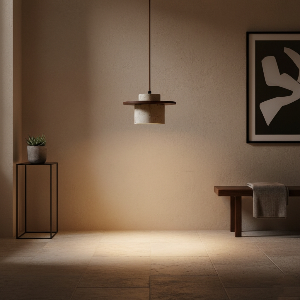 Japanese Style Vintage Travertine Pendant Light D915