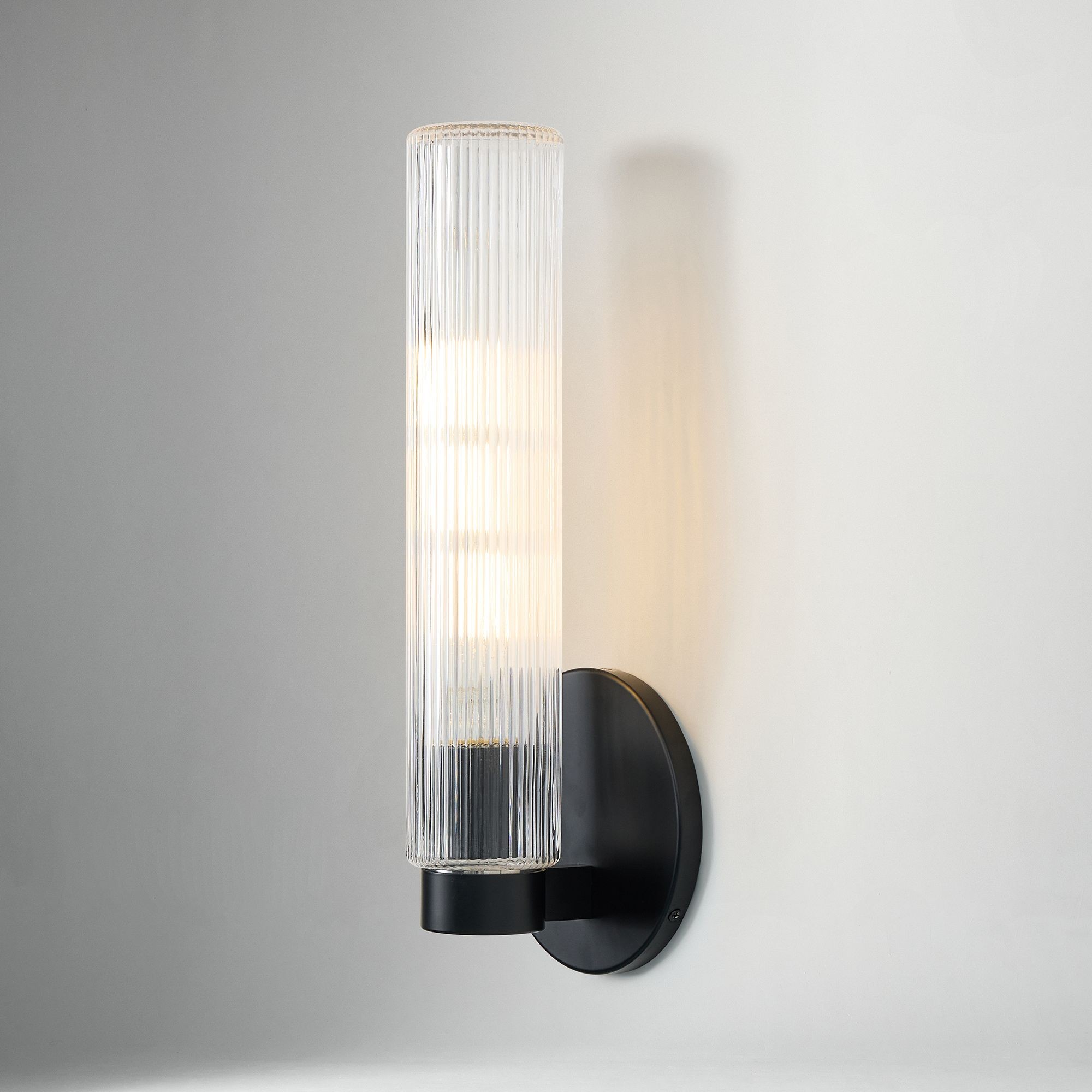 Rivora Fluted Glass Indoor Outdoor Sconce - Modern Wall Light for Home Decor K1337
