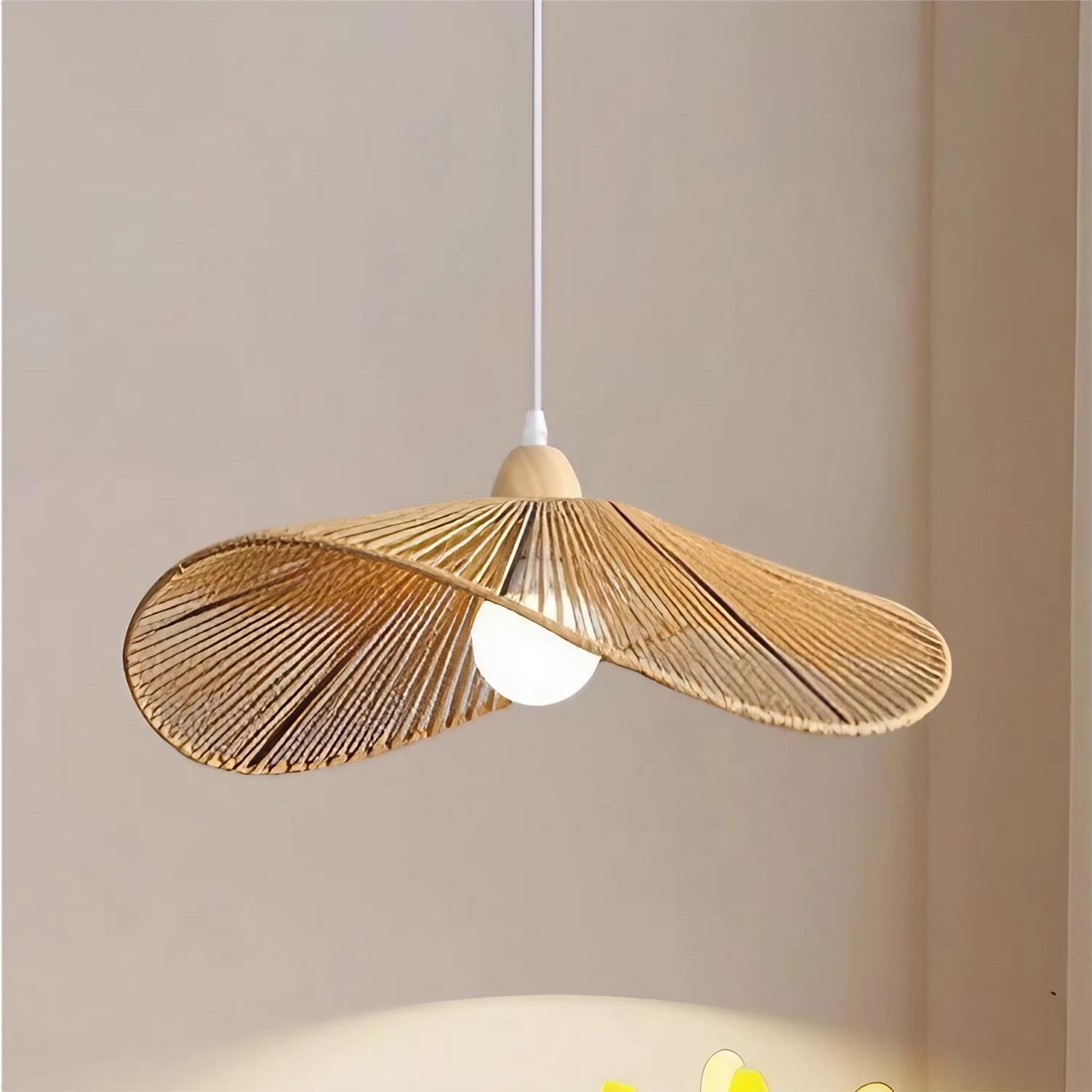 Retro Zen Straw Hat Rattan Pendant Light K69