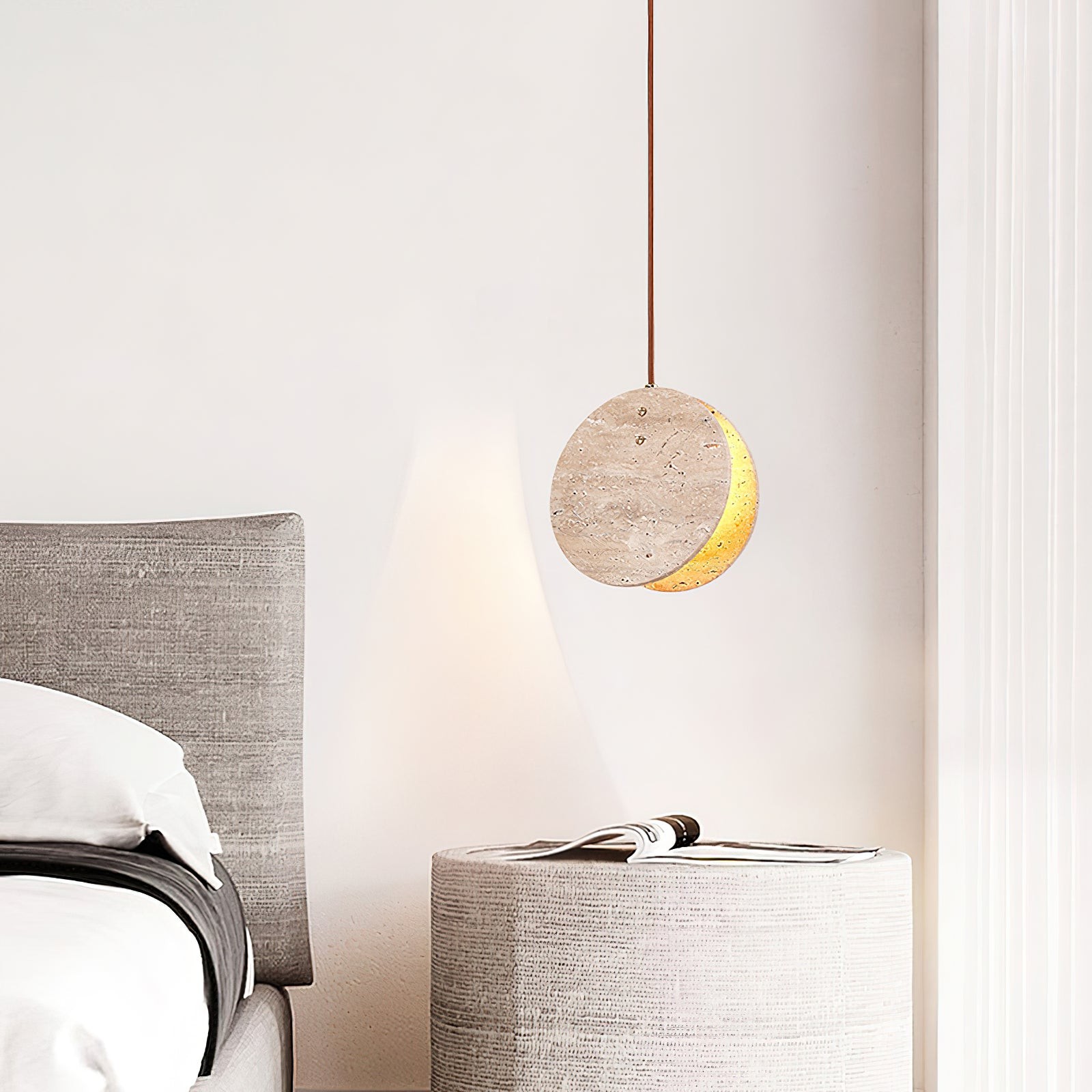 Stone Textured Disc Pendant Light K874