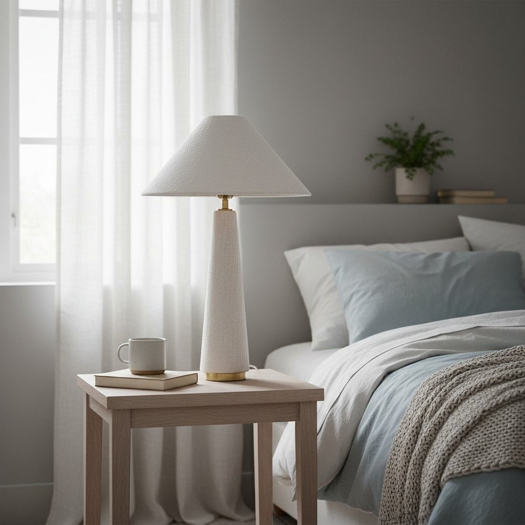 Ceruna Cone Shaded Table Lamp - Elegant Fabric for Living Room and Entryway K1667