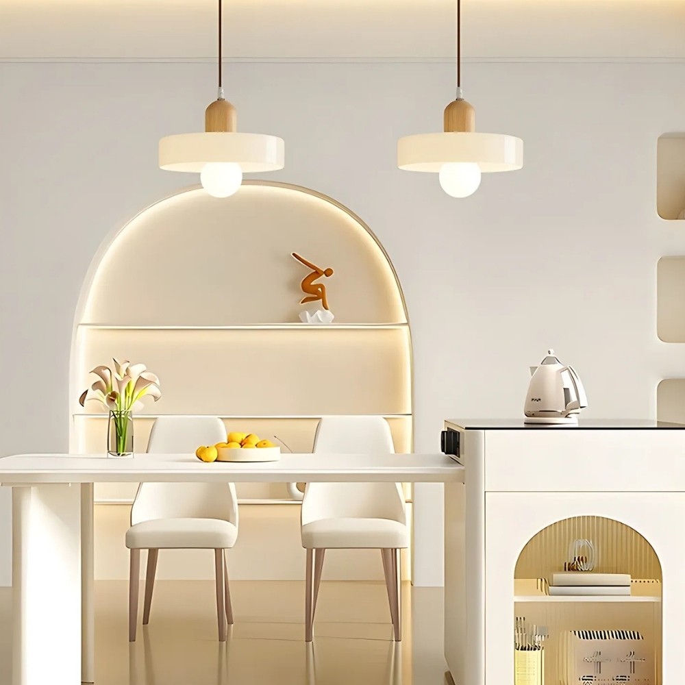 Modern Nordic Wood Disc Orb Pendant Light K894