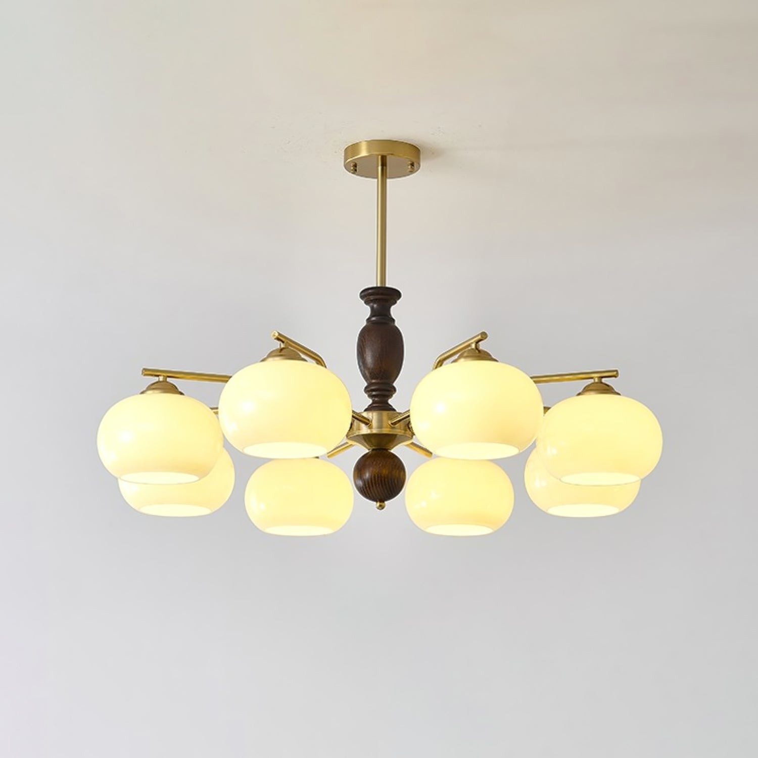 Medieval Style Walnut Beige Orb Chandelier K763