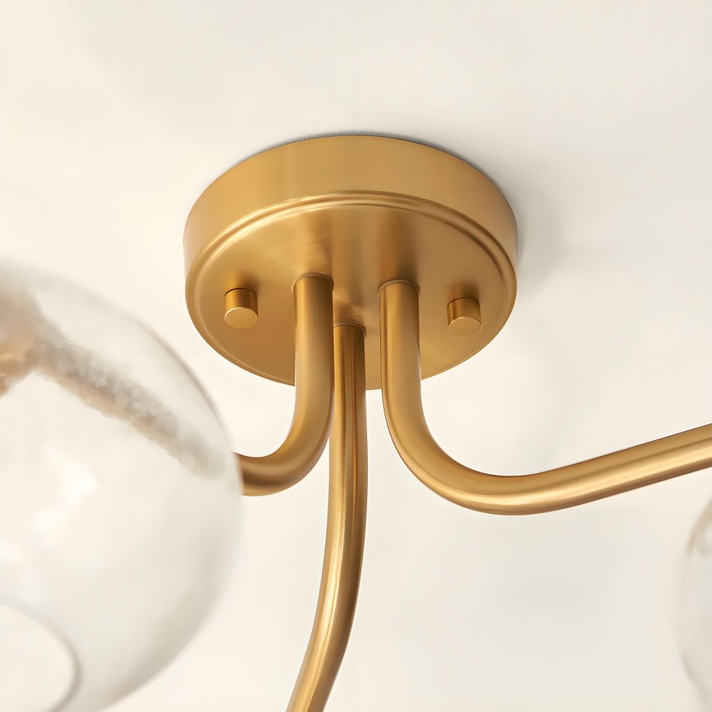 Bublaris Bubble-Glass Semi-Flush Ceiling Light - Curved Brass Arms for Living Room K1927