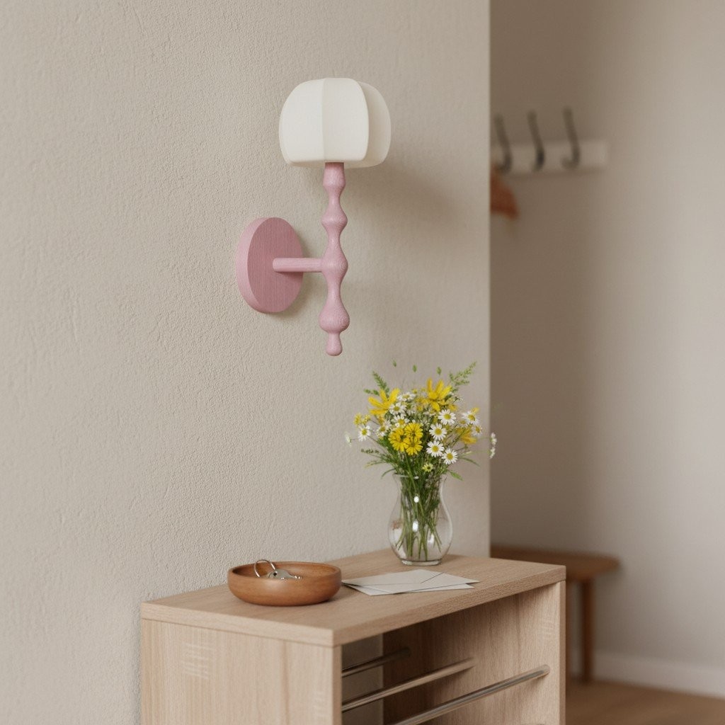 Savara Modern Curved Base Wall Light - Soft Diffused Fabric Shade for Hallways and Living Rooms K1670