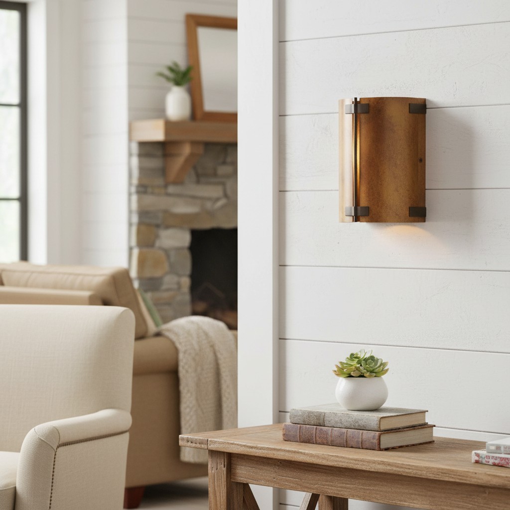 Rustivon Curved Metal Wall Sconce in Rustic Vintage Style - Perfect Lighting for Bedroom K2241