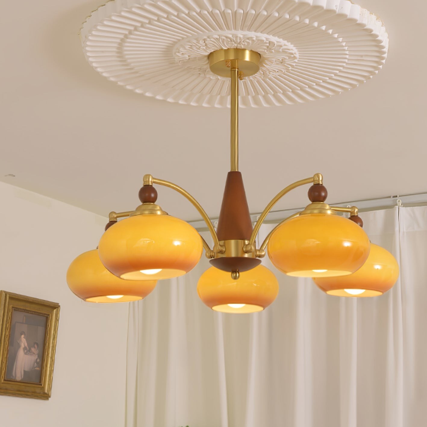 Vintage Multihead Persimmon Chandelier K623