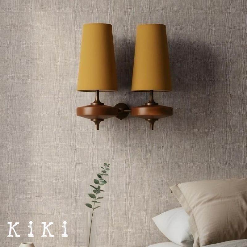 Hour Retro Wood Metal Wall Lamp – Elegant Fabric Accent Lighting for Living Spaces K1208