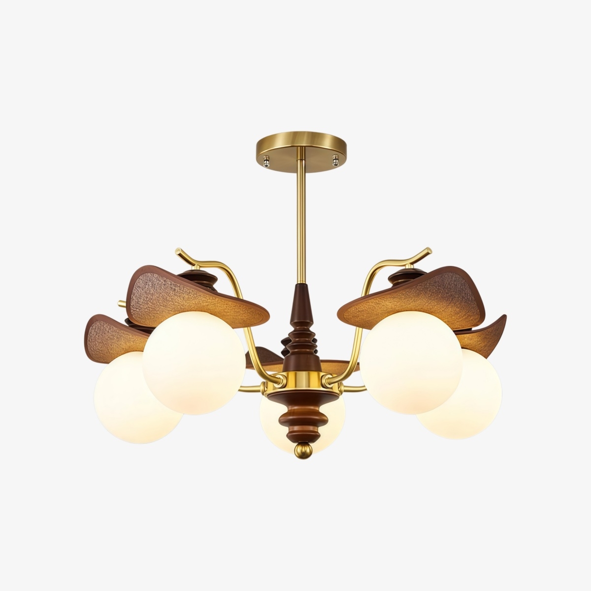 Solvane Multi Arm Chandelier with Glass Shades - Retro Decorative Lighting for Dining Room K2278