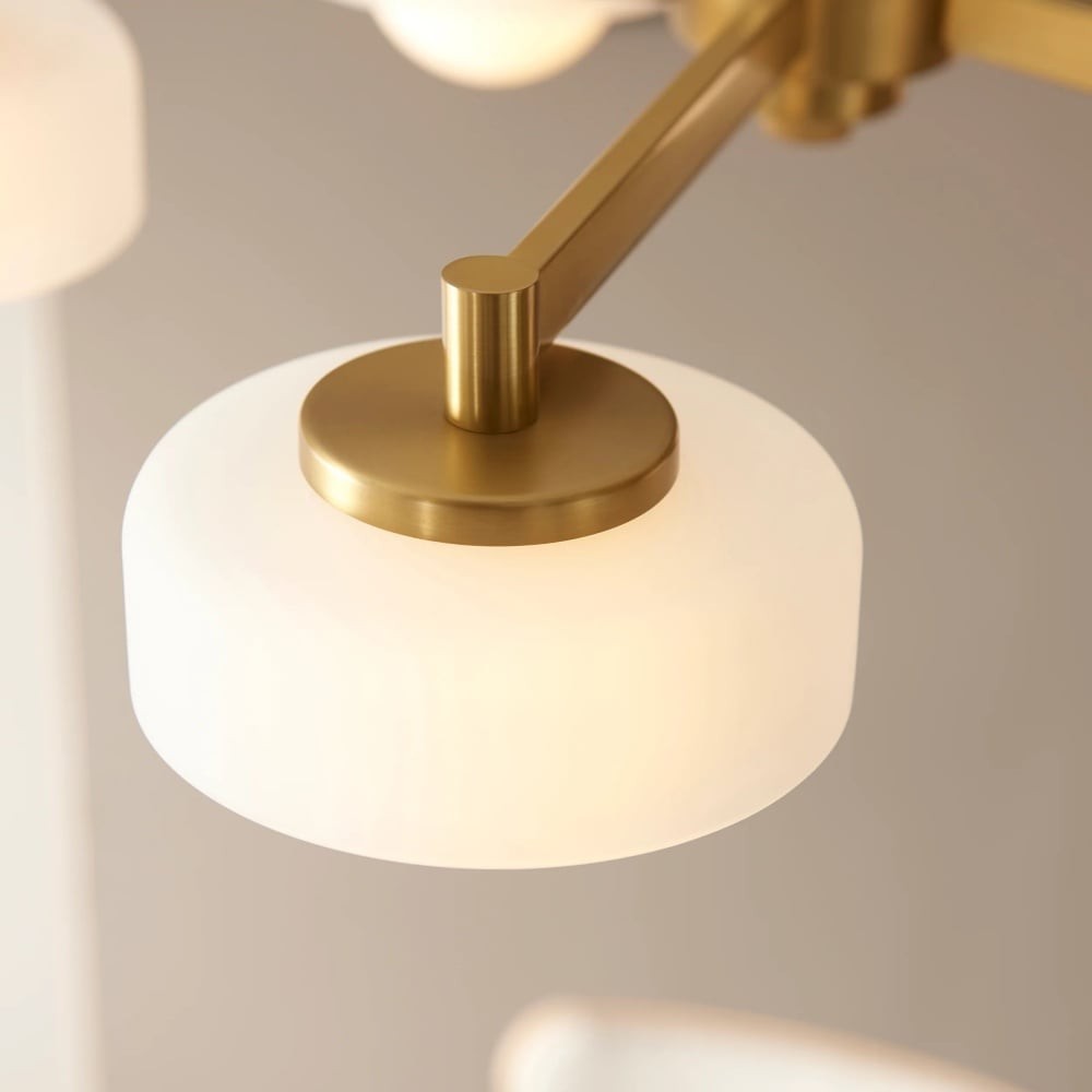 Zirvos Pendant with Frosted Opal Globes and Brushed Brass Frame for Living Room K1905