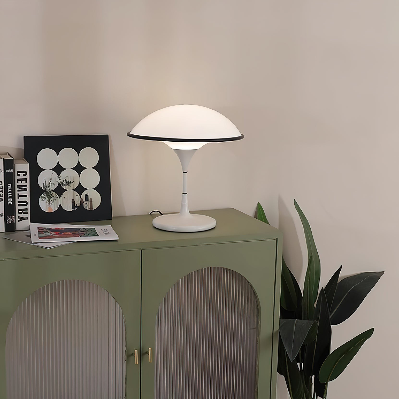 Danish Retro White Flying Saucer Table Lamp K394