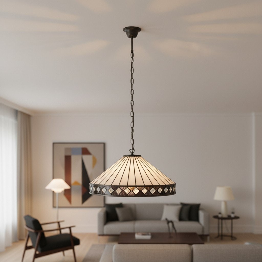 TF Fargo Pendant Light - Tiffany Style Lighting with an Art Deco Shade and Adjustable Chain K1938
