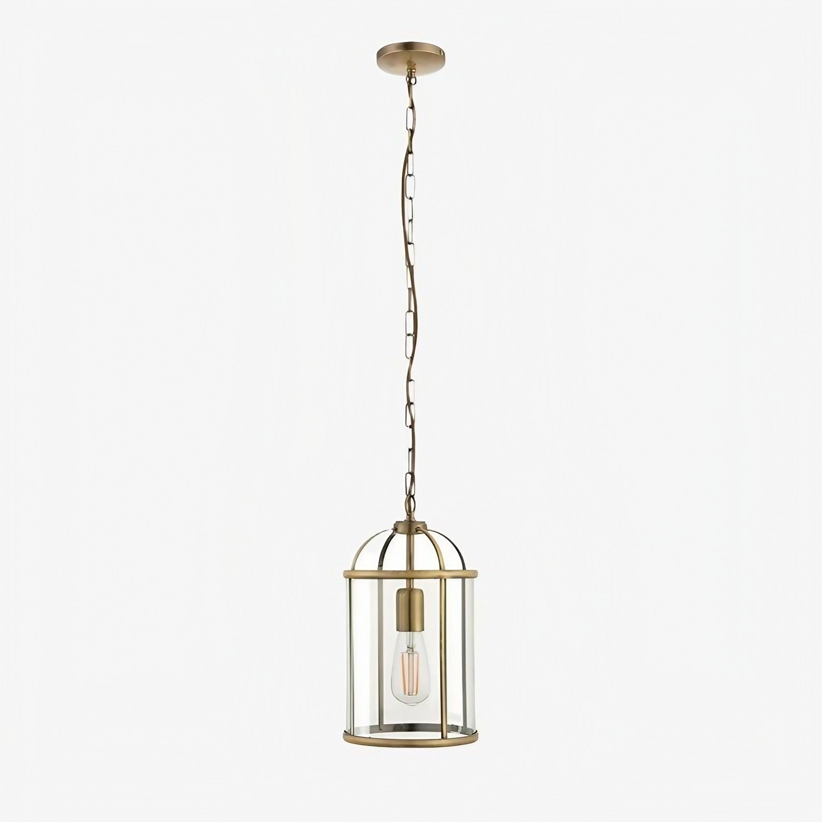 Luxvana Bell Shaped Glass Pendant Light - Industrial Metal Lantern Design Fixture for Kitchen K1833