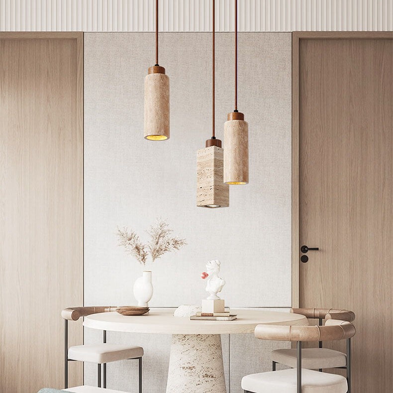 Wabi Sabi Solid Wood Stone Pendant Light K845