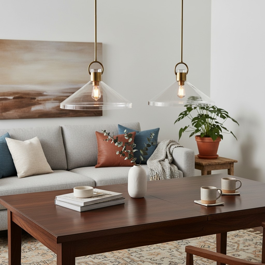 Orvessa Elegant Cone Pendant Light - Clear Glass Pendant Lamp for Kitchen K2360