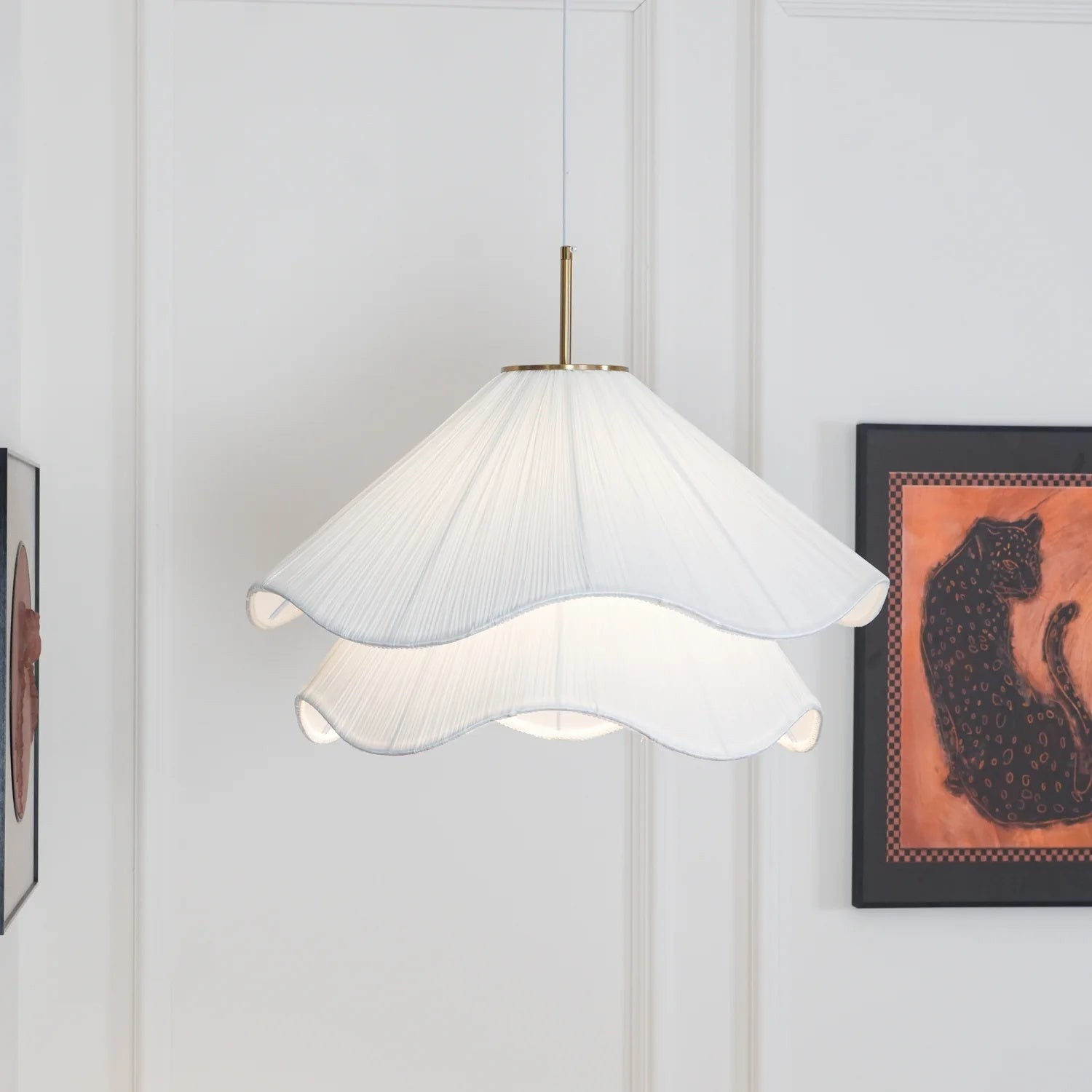 White Layered Pleats Pendant Lamp K437