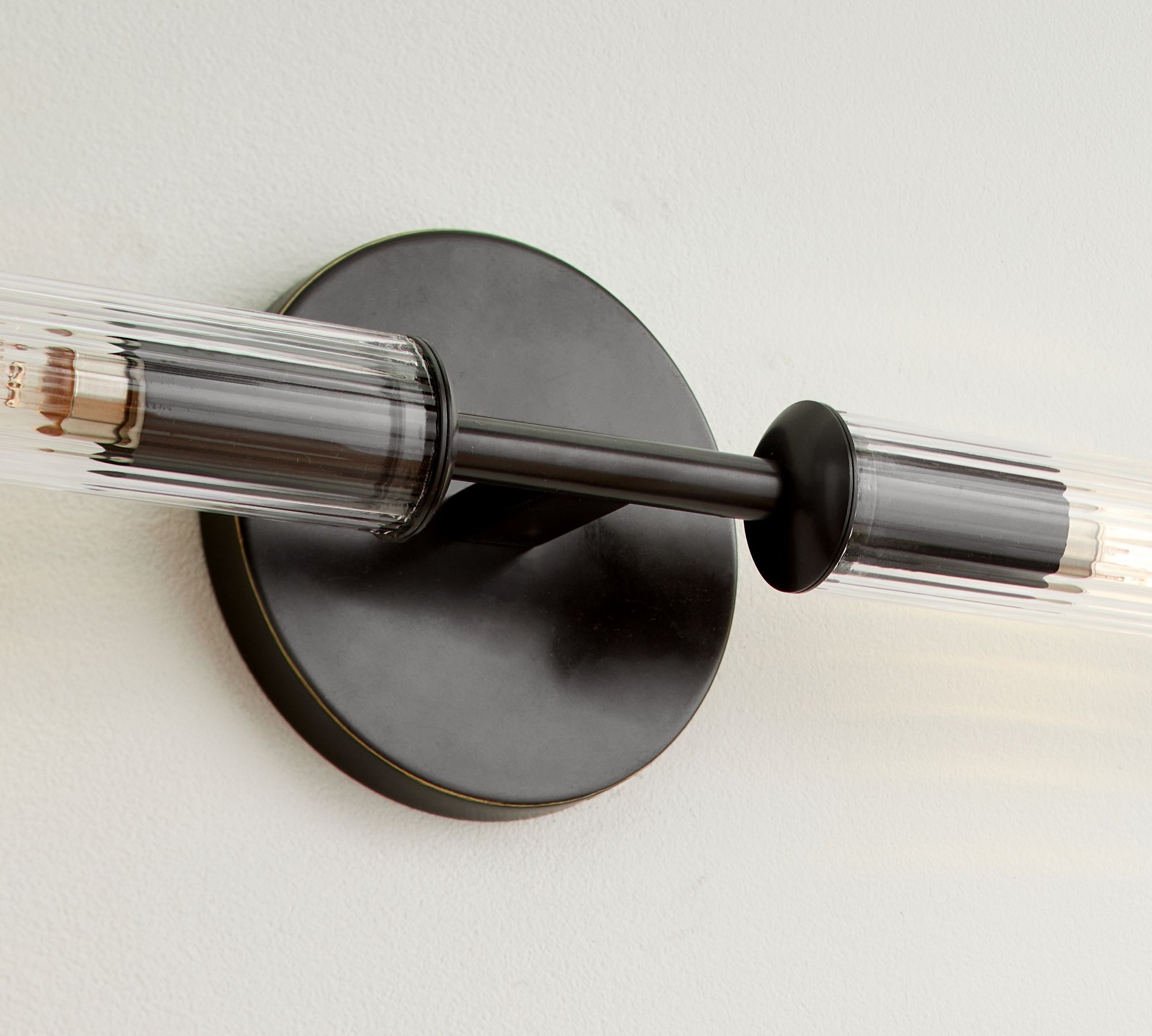 Bravira Ribbed Glass Tube Wall Sconce - Wall Light for Living Room and Hallway K1327