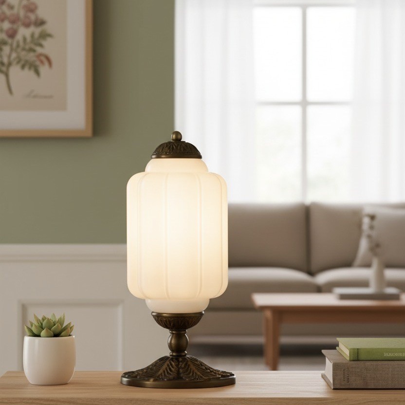 Classic Eloise Glass Table Lamp – Vintage Bedside and Ambient Lighting K885