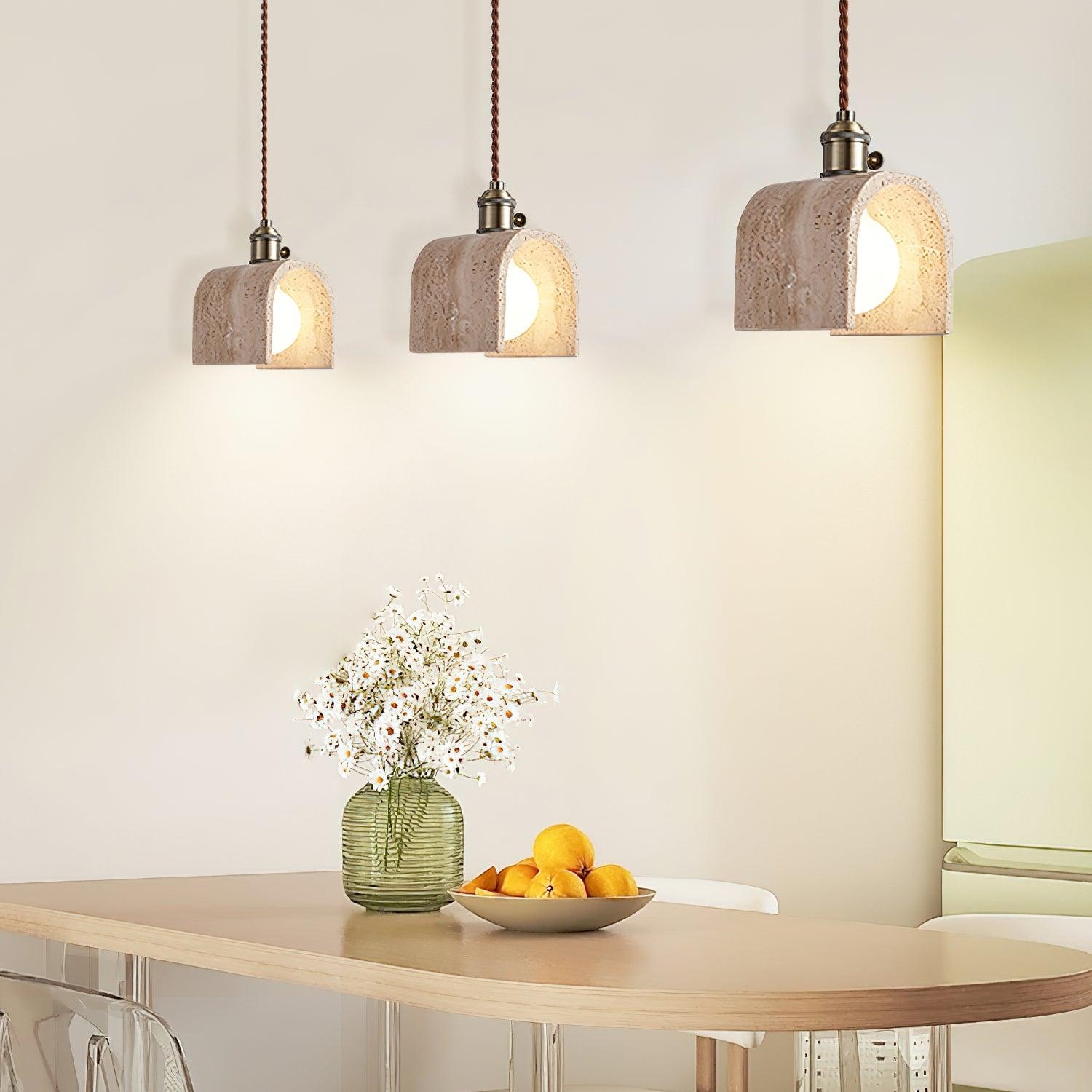 Alagusmo Minimalist Travertine Pendant Light D892