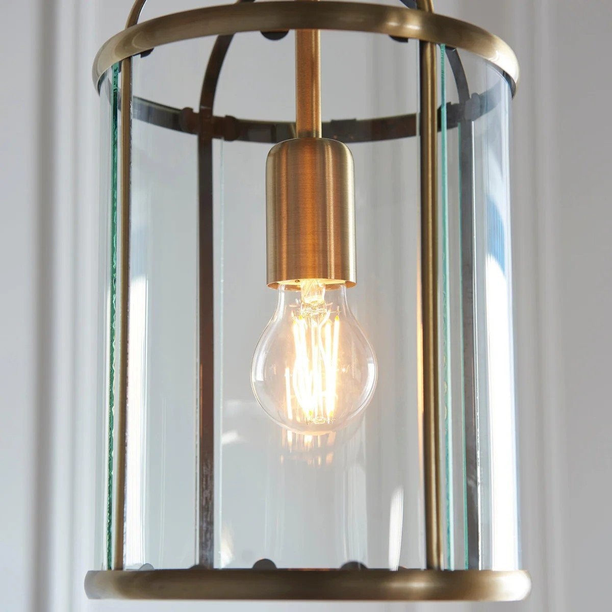 Luxvana Bell Shaped Glass Pendant Light - Industrial Metal Lantern Design Fixture for Kitchen K1833
