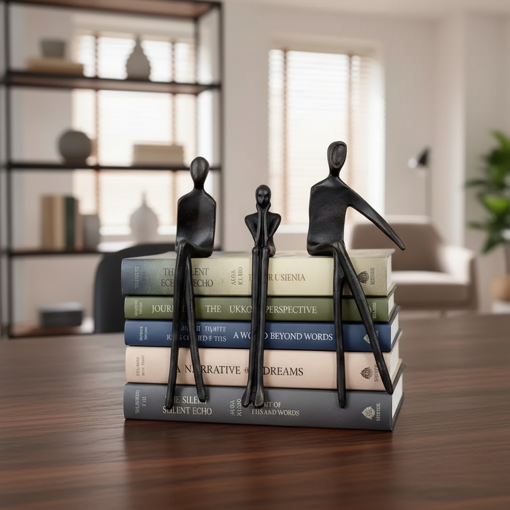 Floxo Artistic Desk and Shelf Figurine - Thinker and Lazy Dog Design for Bookshelves and Tables K2361