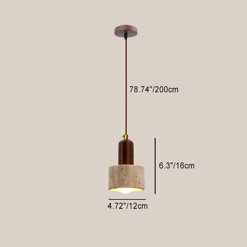 Traditional Japanese Travertine Wood Pendant Lamp K723